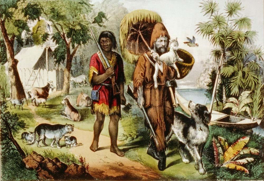 lithograph-Robinson-Crusoe-Currier-Ives-1874 Robinson Crusoe